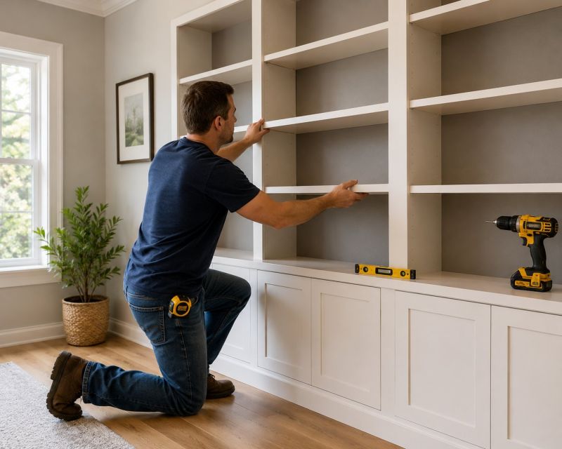 Custom Bookshelves Installation in Durham, NC